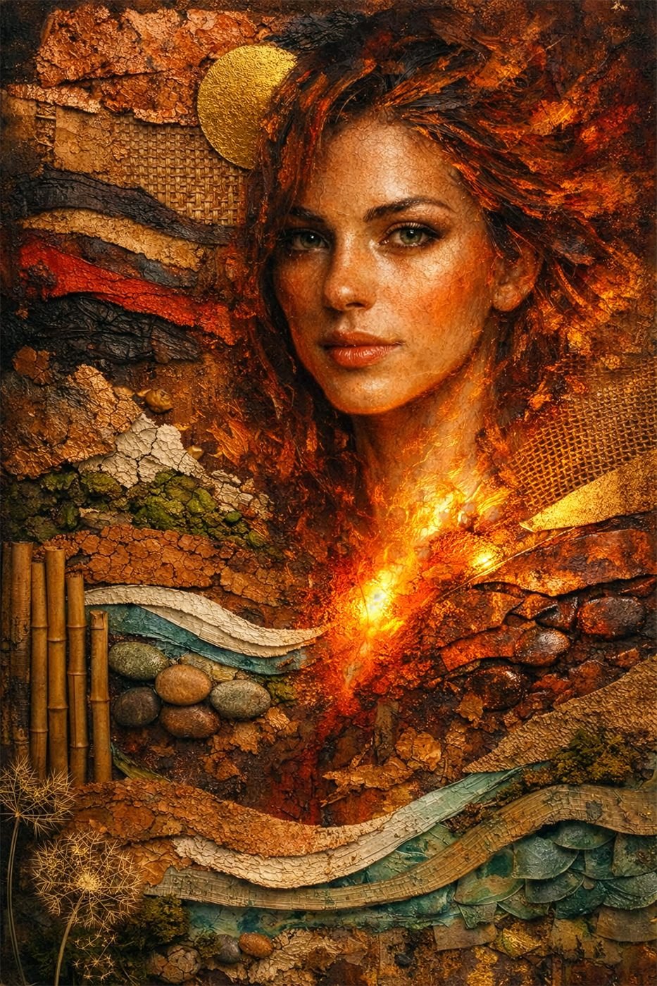 Color rich framed art in room